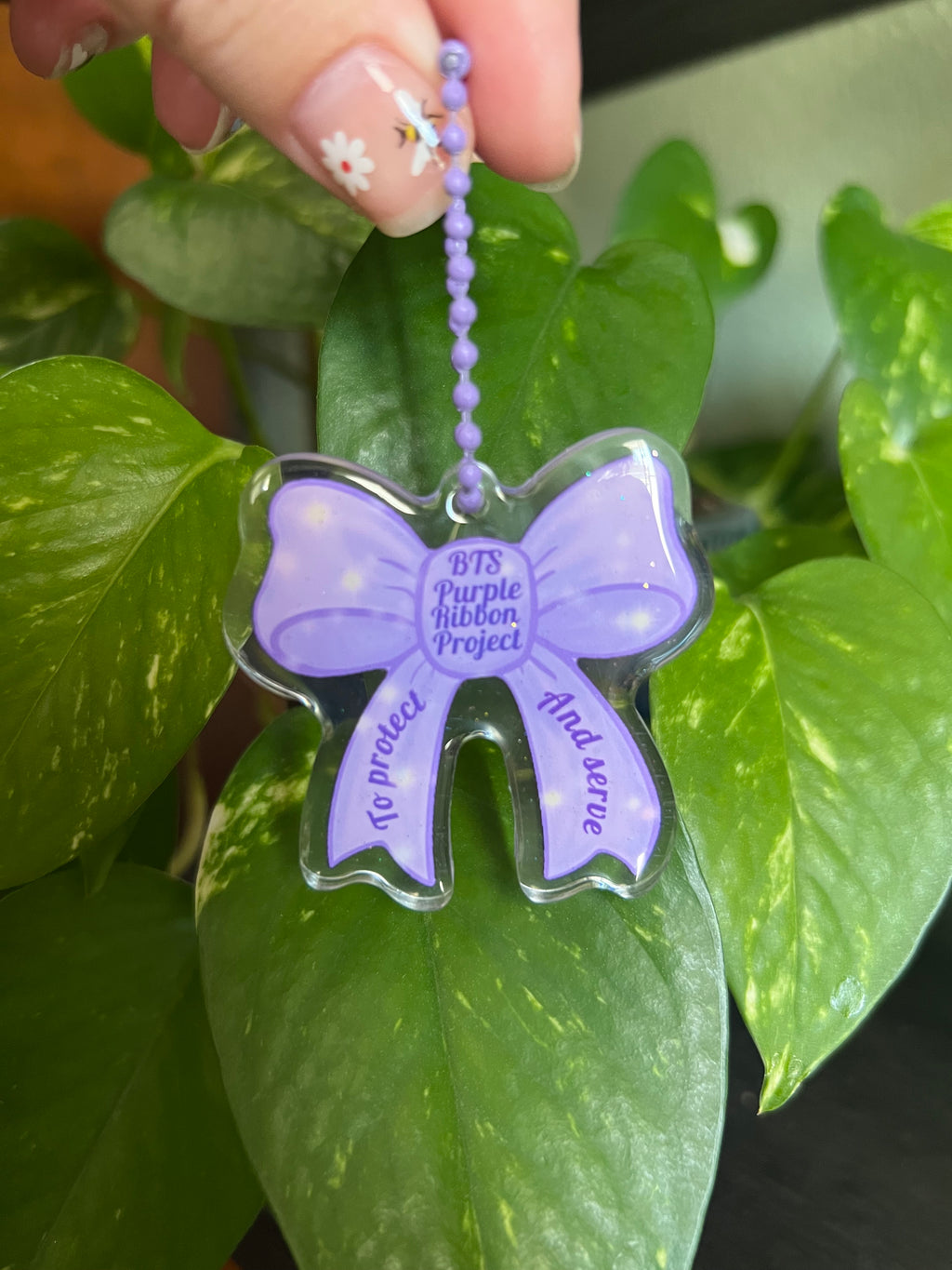 Purple Ribbon Project Keychain