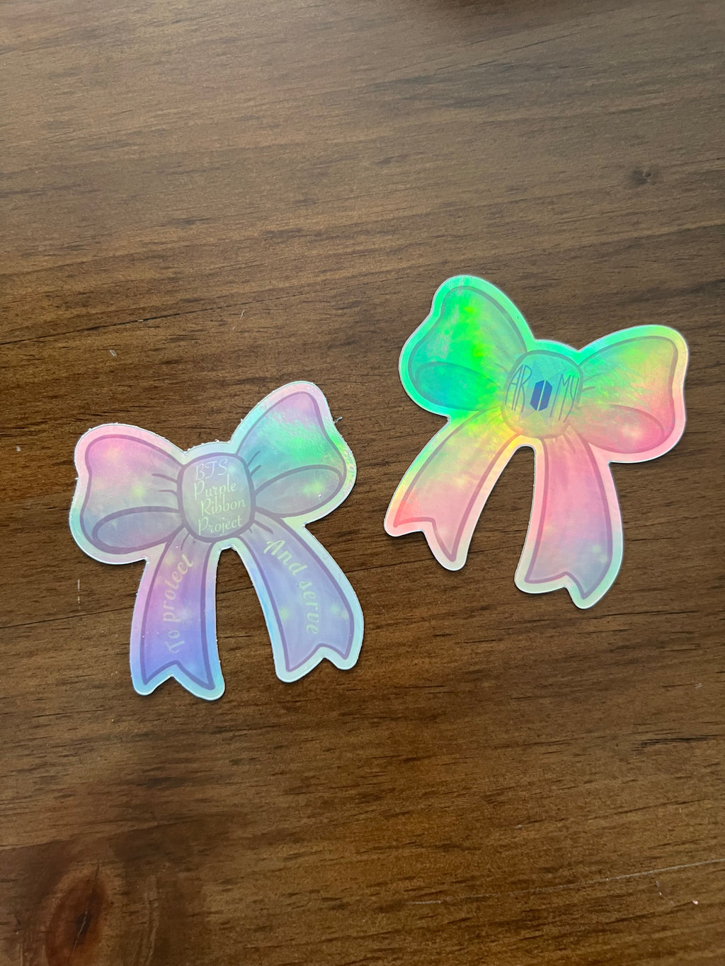 Holographic Purple Ribbon Project Bow Stickers