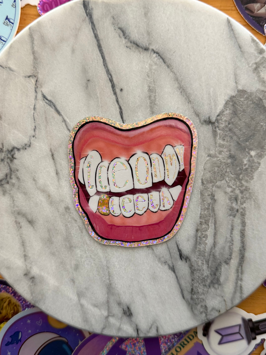 Ice On My Teeth Glitter Sticker