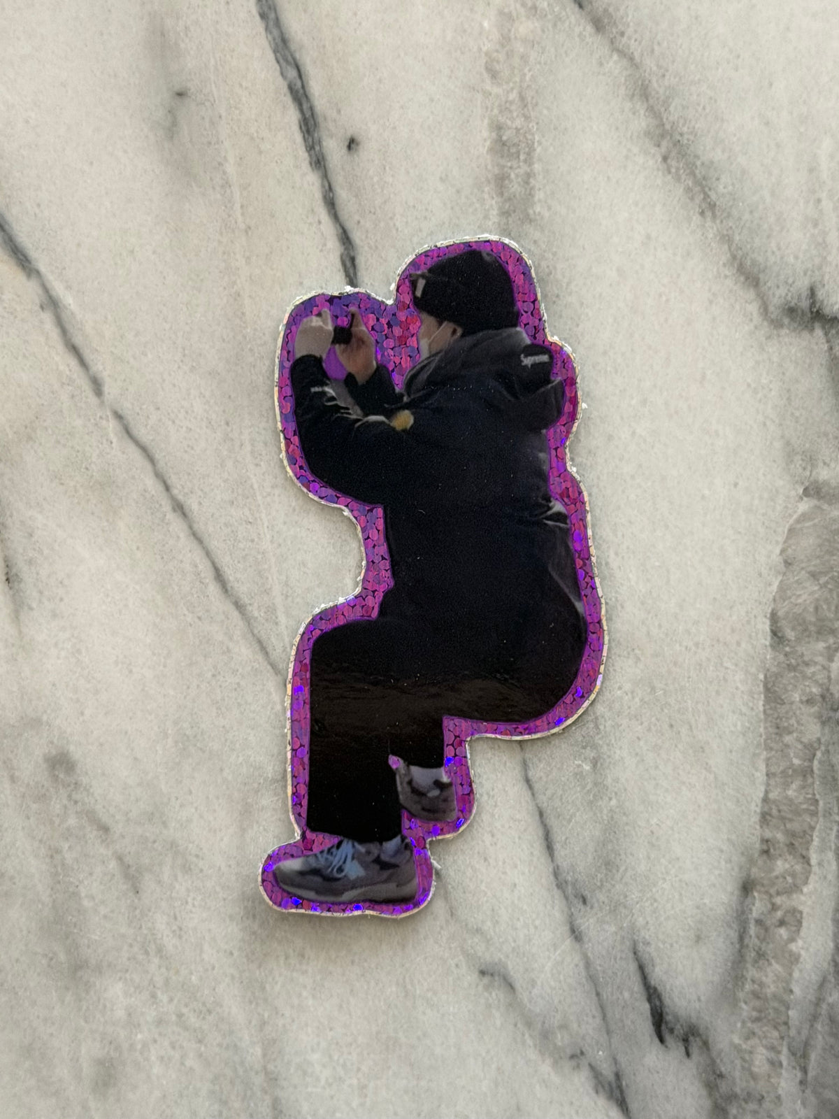 Crouching Rapper Sparkle Sticker