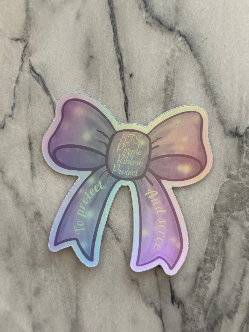 Holographic Purple Ribbon Project Bow Stickers