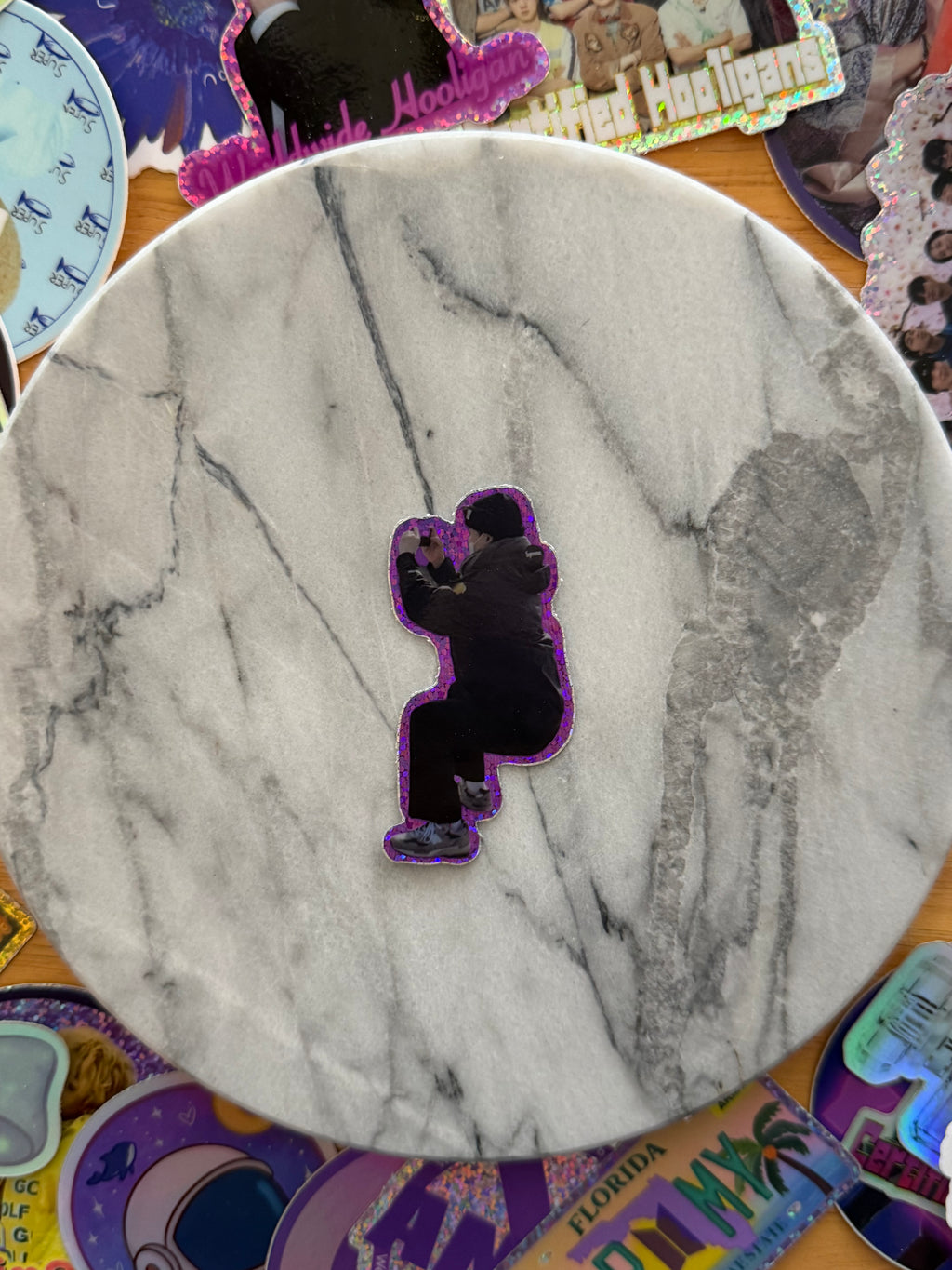 Crouching Rapper Sparkle Sticker