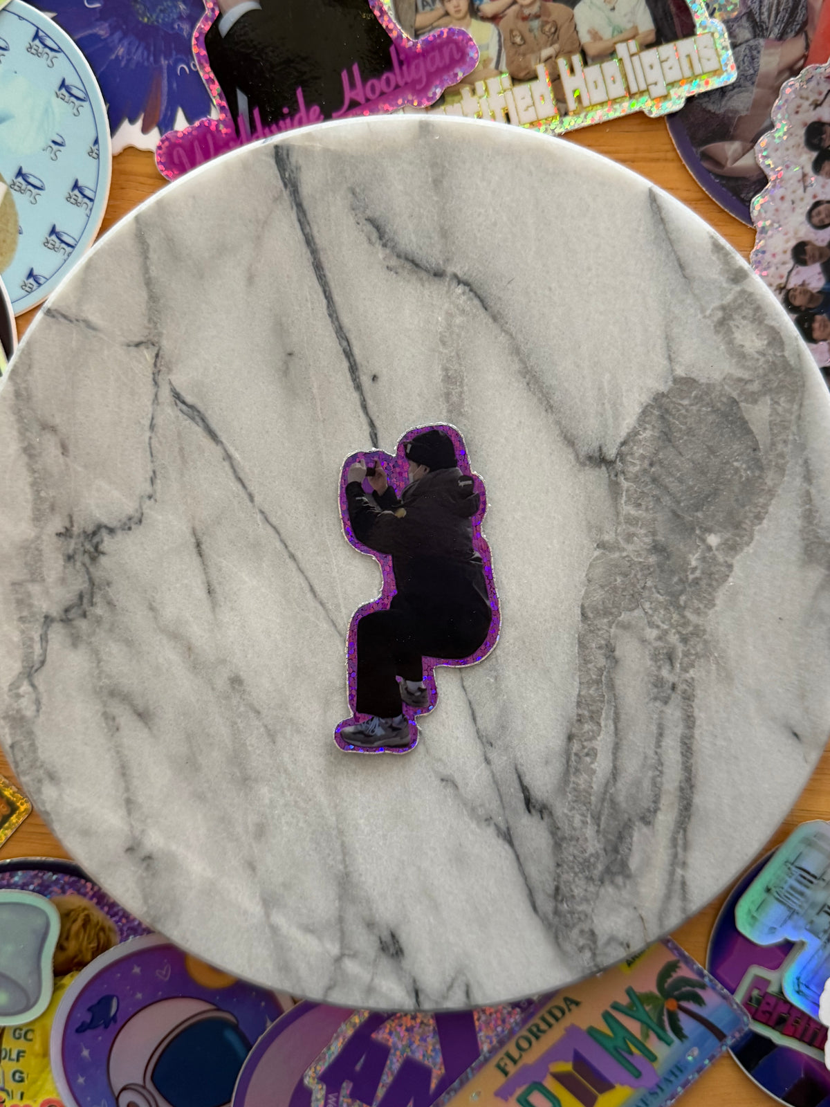 Crouching Rapper Sparkle Sticker
