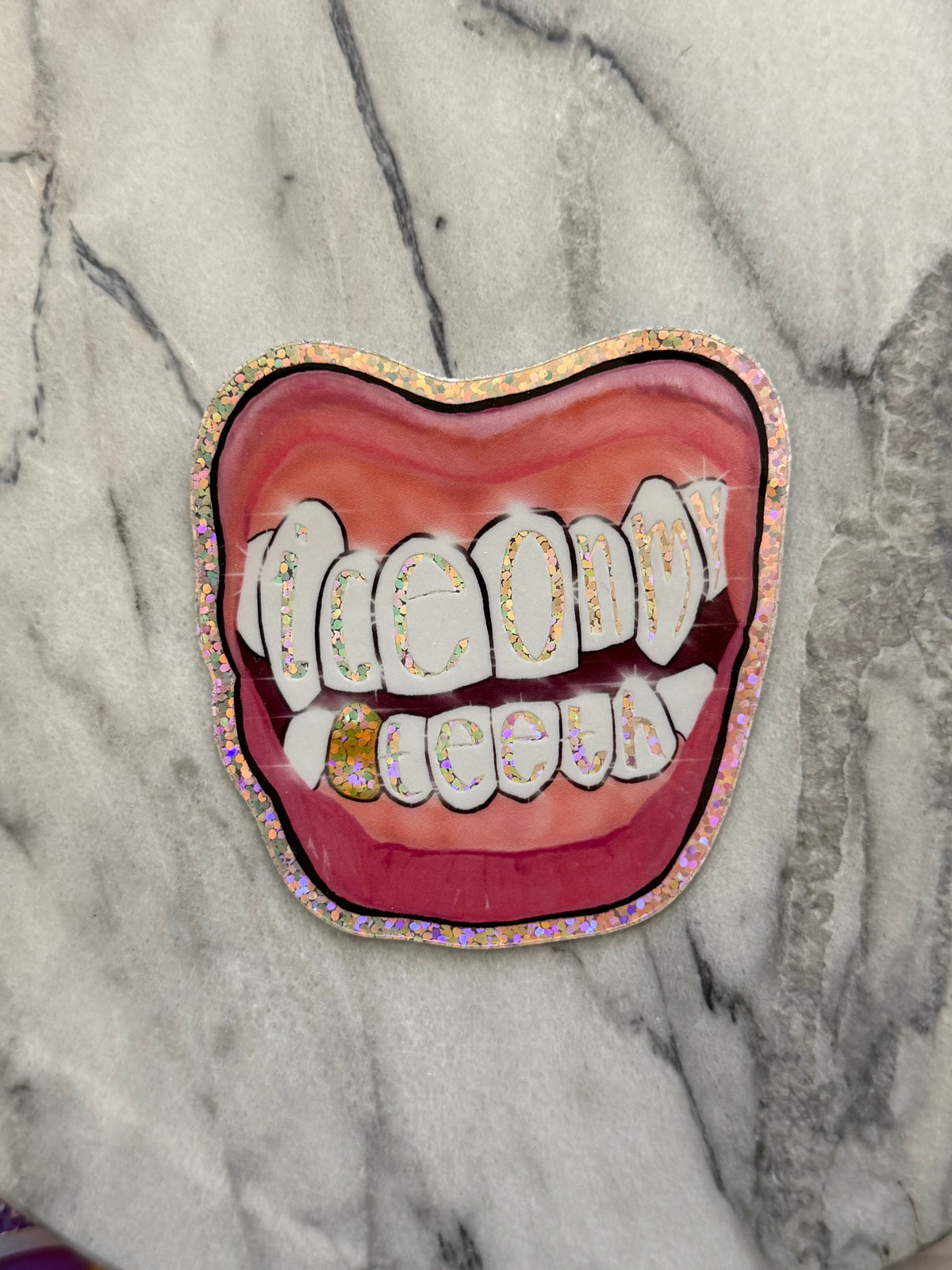 Ice On My Teeth Glitter Sticker