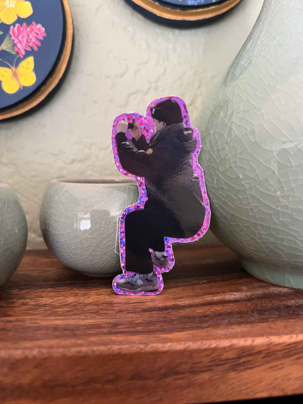 Crouching Rapper Sparkle Sticker