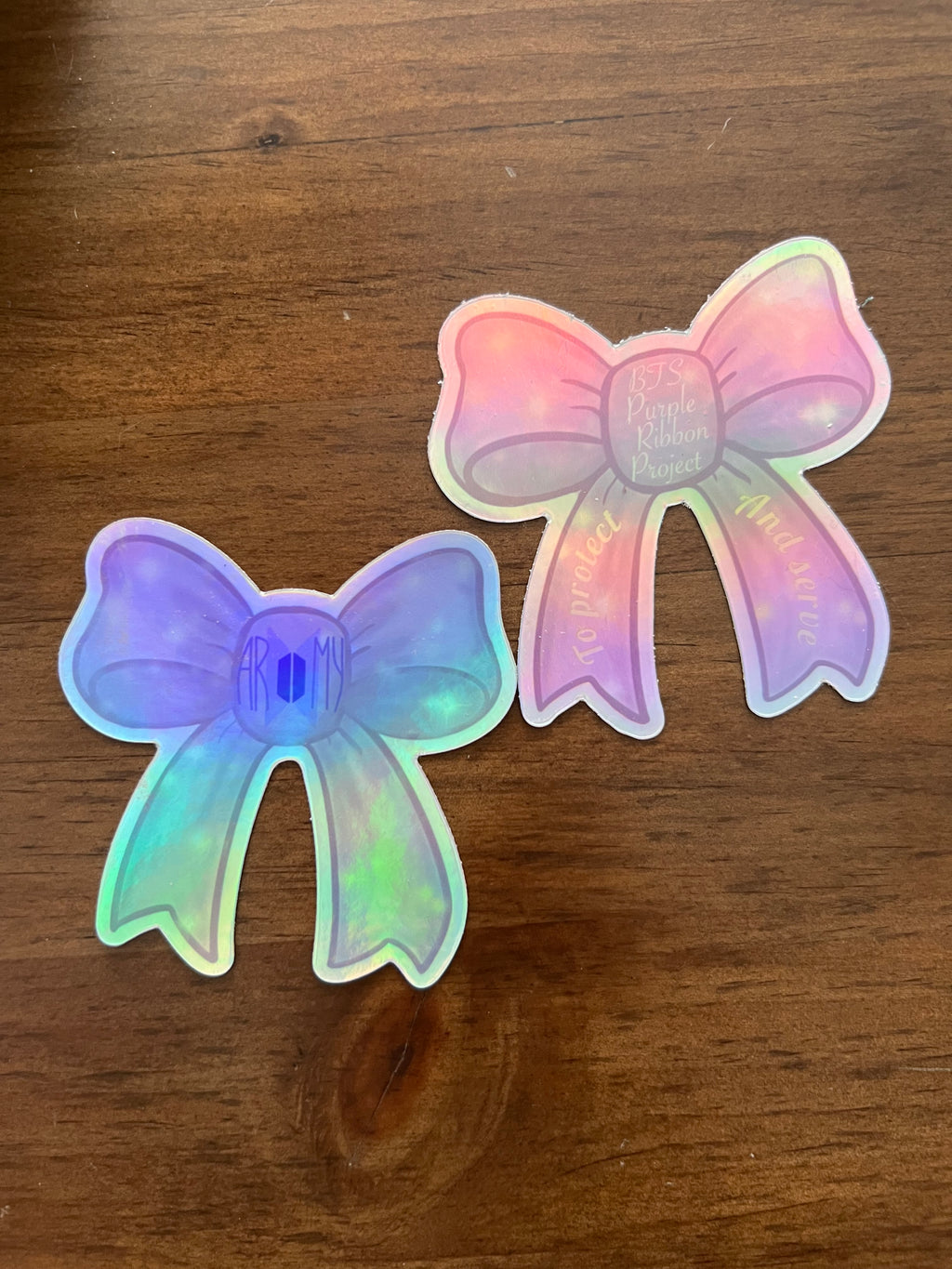 Holographic Purple Ribbon Project Bow Stickers