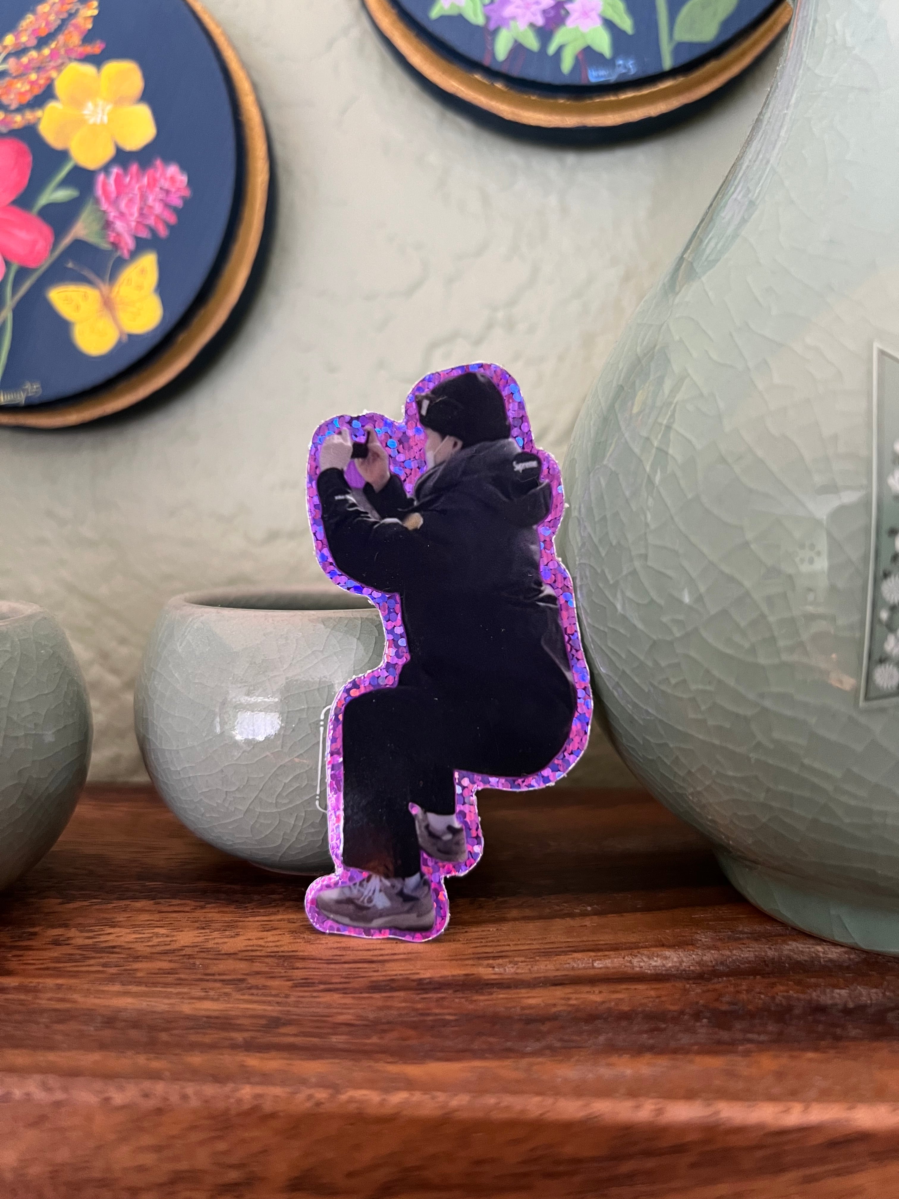 Crouching Rapper Sparkle Sticker