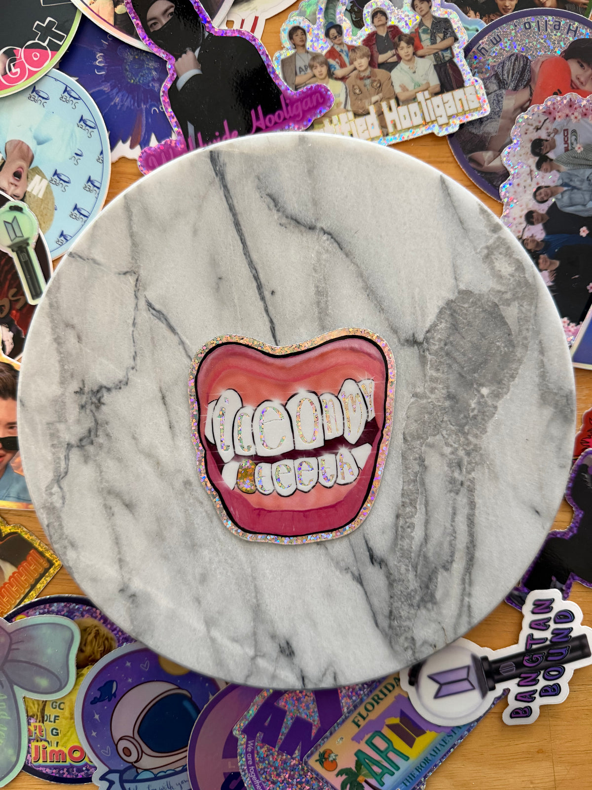 Ice On My Teeth Glitter Sticker