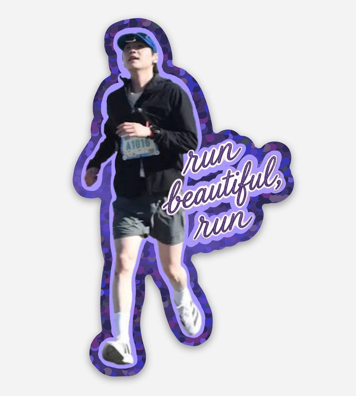 Run Beautiful, Run ✨ Motivational Min Glitter Vinyl Sticker