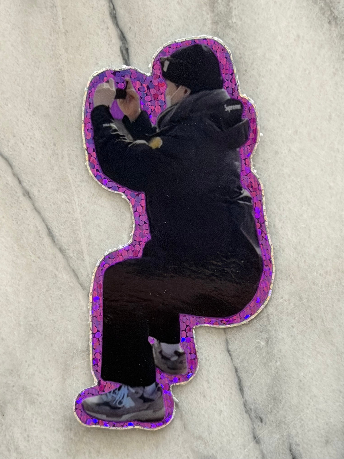 Crouching Rapper Sparkle Sticker