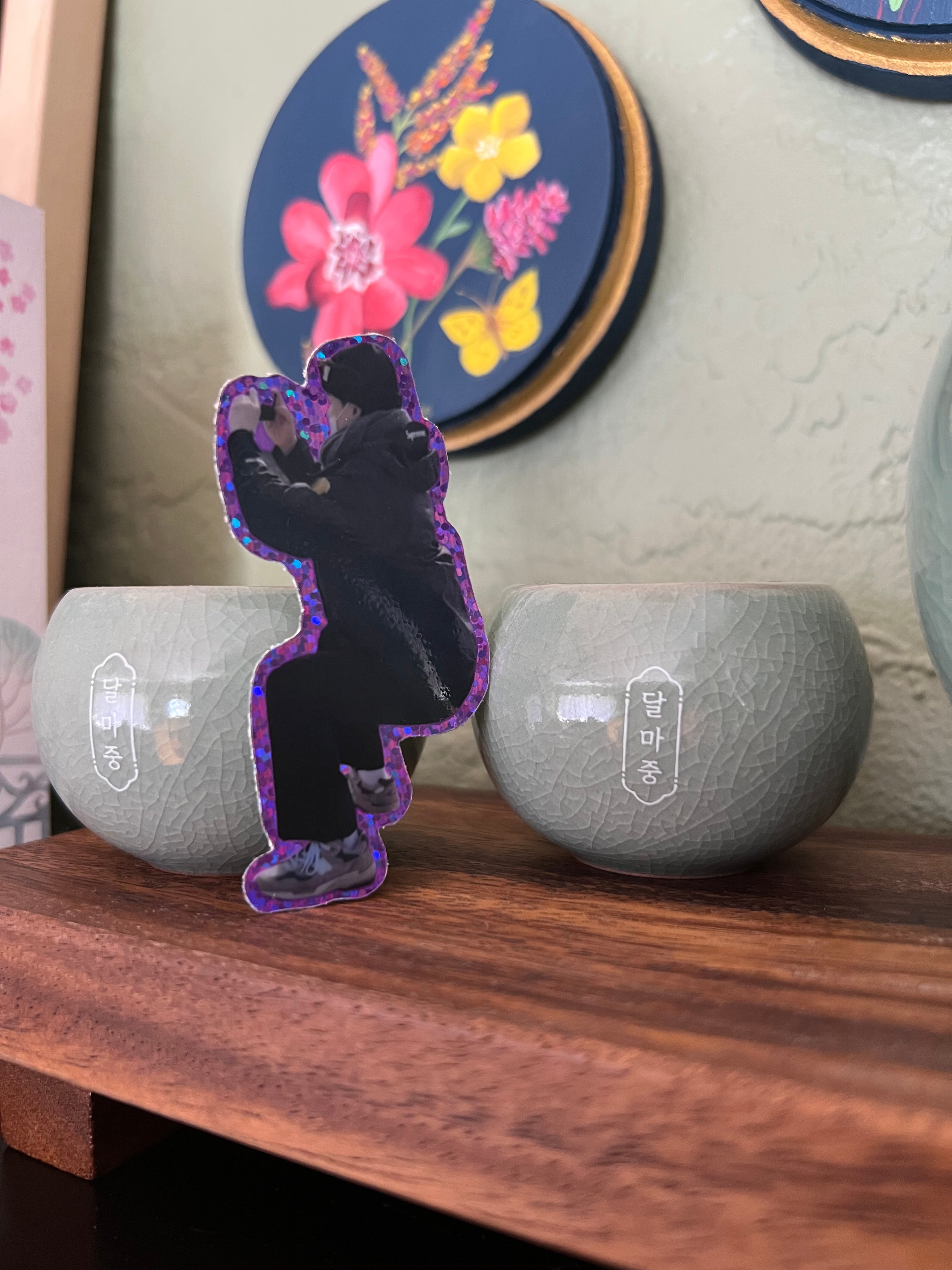 Crouching Rapper Sparkle Sticker