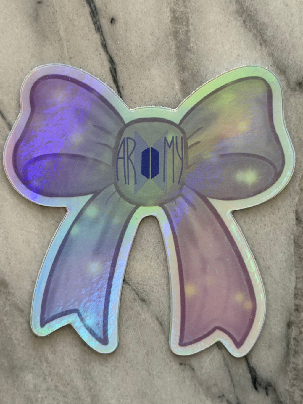 Holographic Purple Ribbon Project Bow Stickers