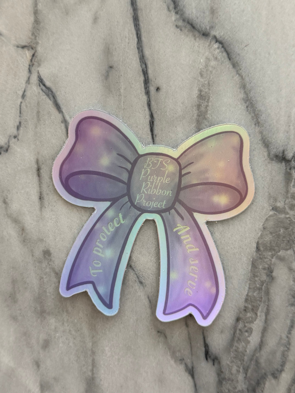 Holographic Purple Ribbon Project Bow Stickers