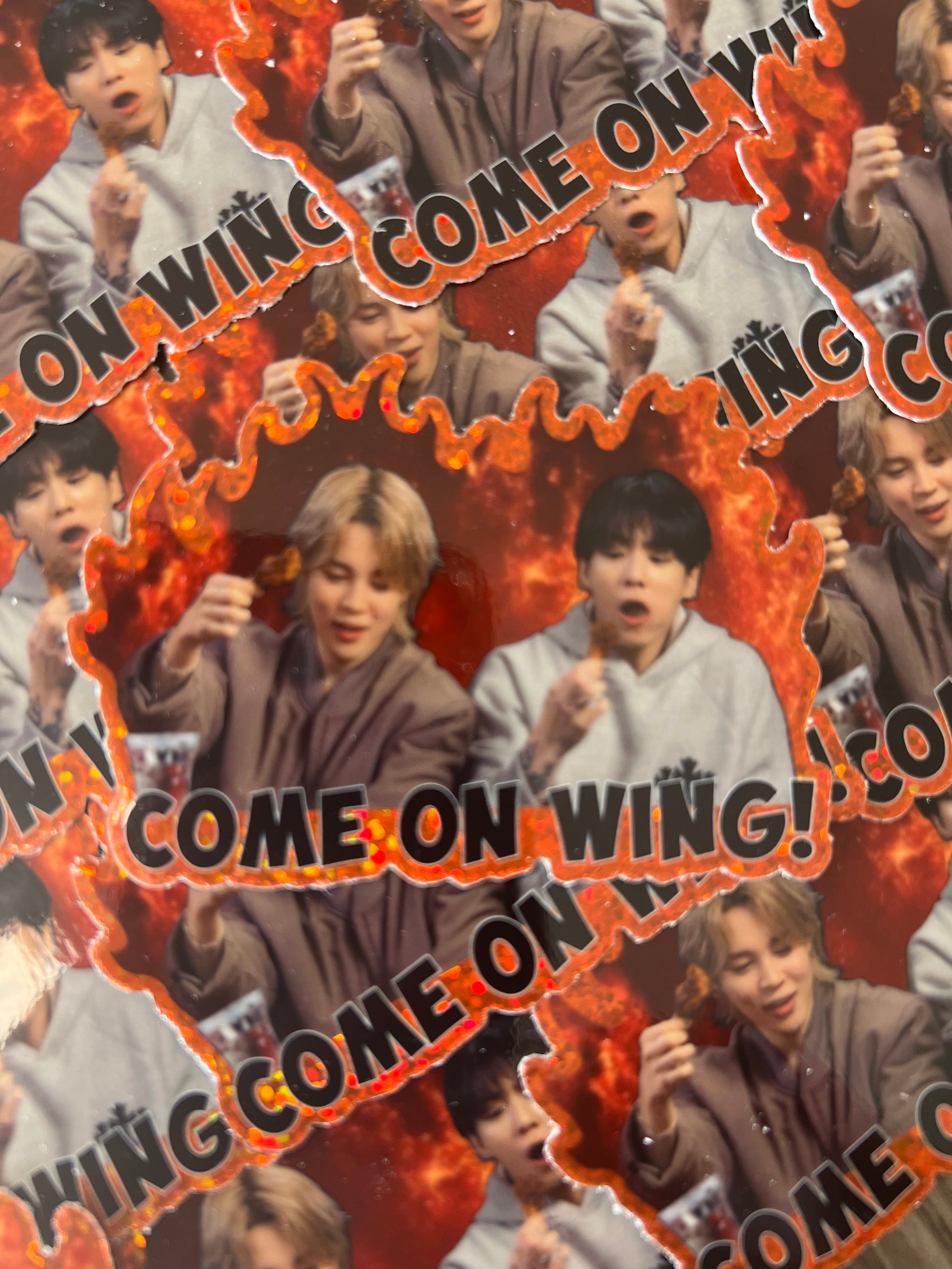 Come On Wing! Spicy Glitter Sticker