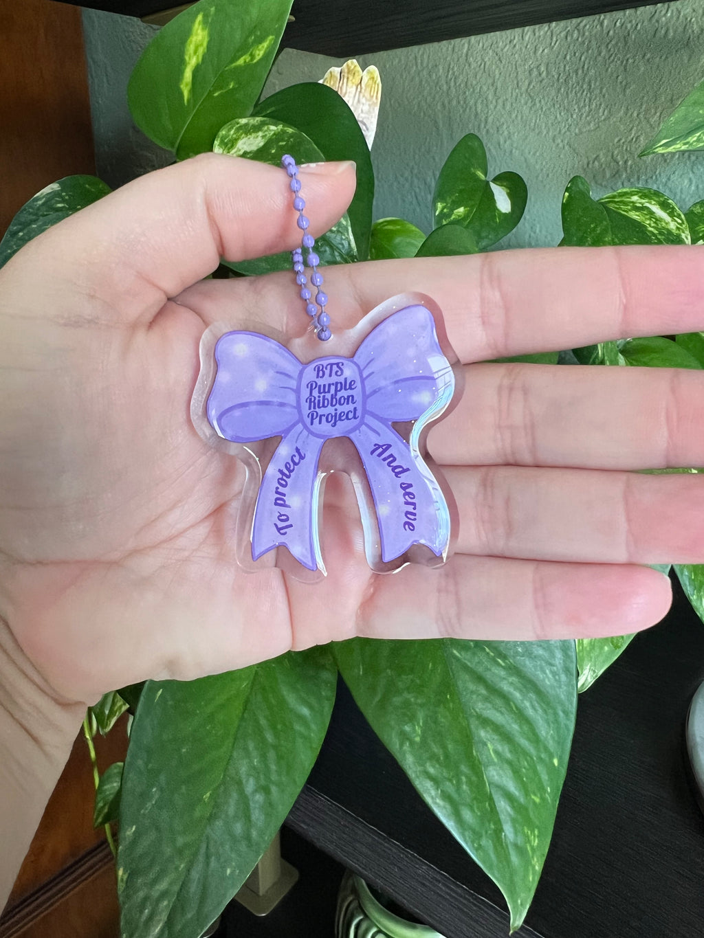Purple Ribbon Project Keychain