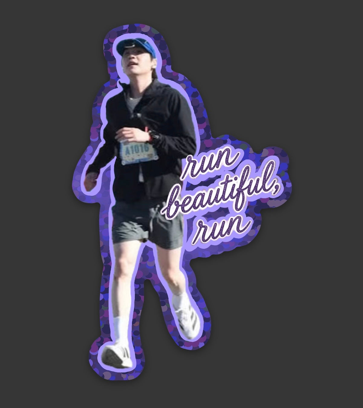 Run Beautiful, Run ✨ Motivational Min Glitter Vinyl Sticker