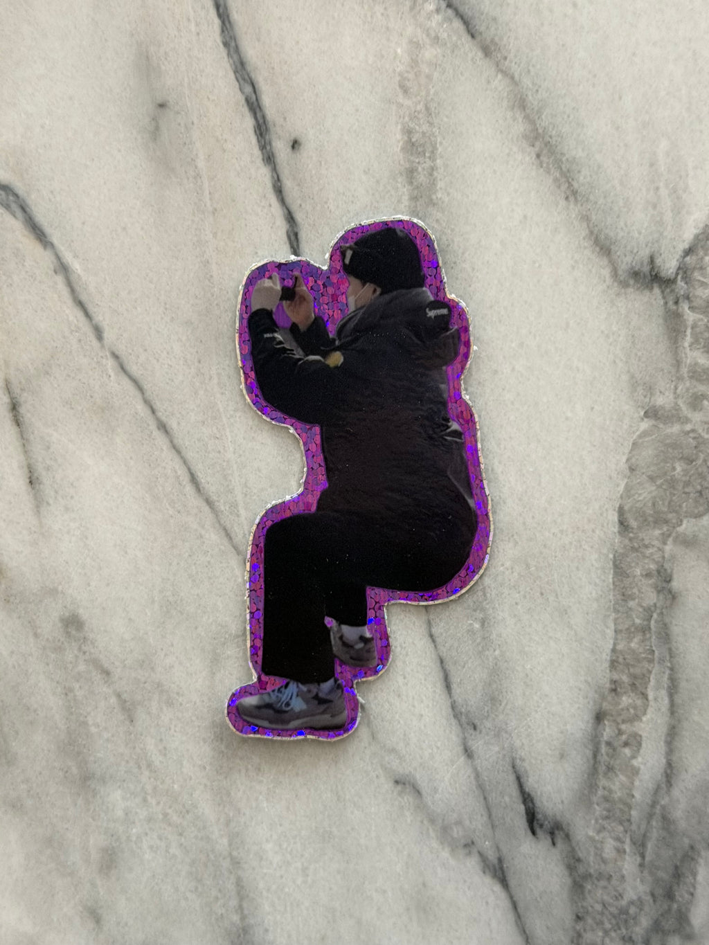 Crouching Rapper Sparkle Sticker