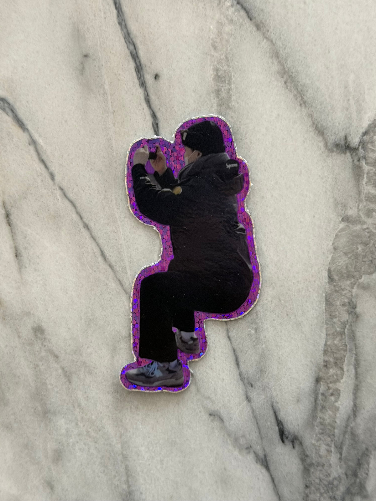 Crouching Rapper Sparkle Sticker
