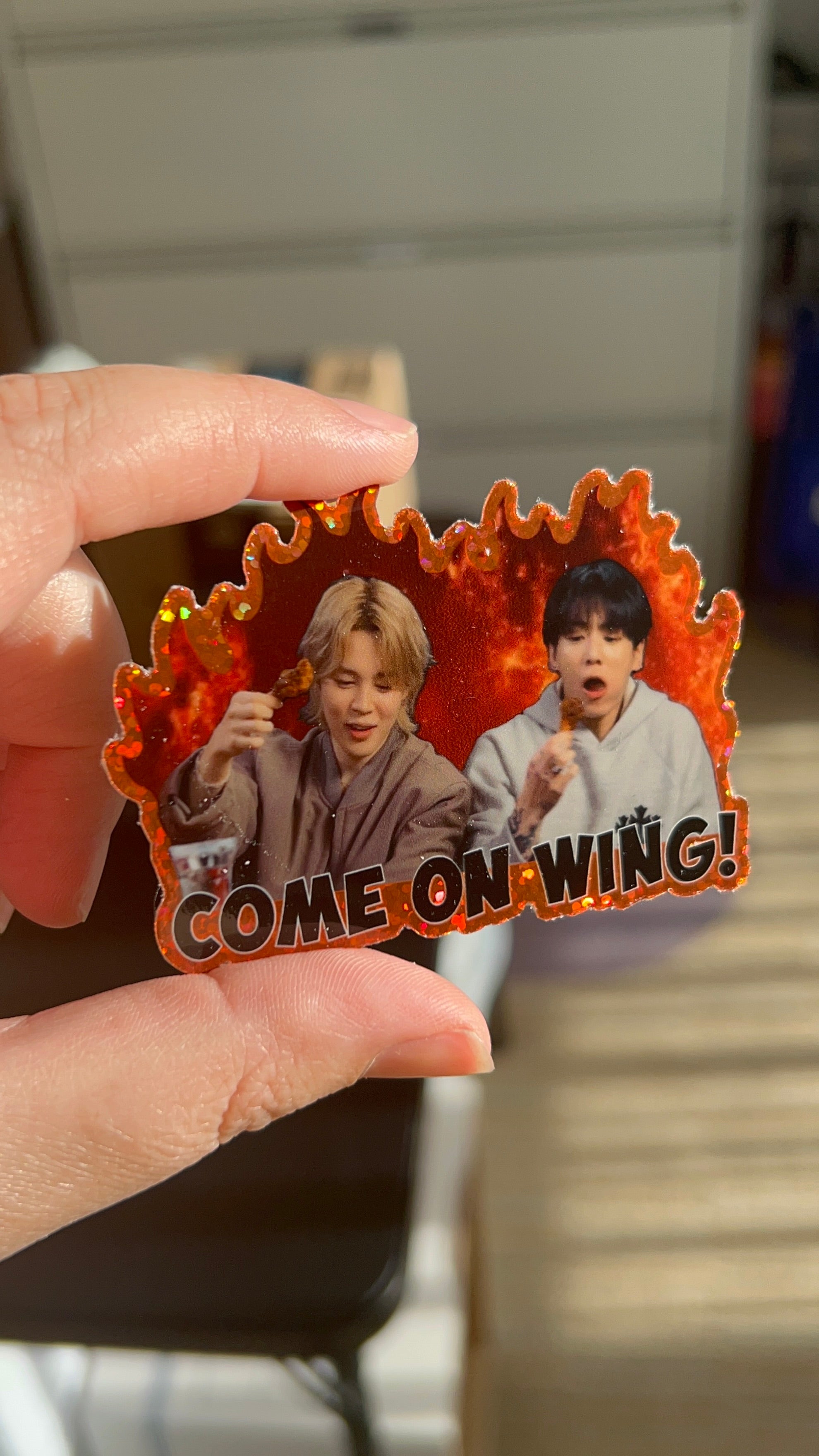 Come On Wing! Spicy Glitter Sticker