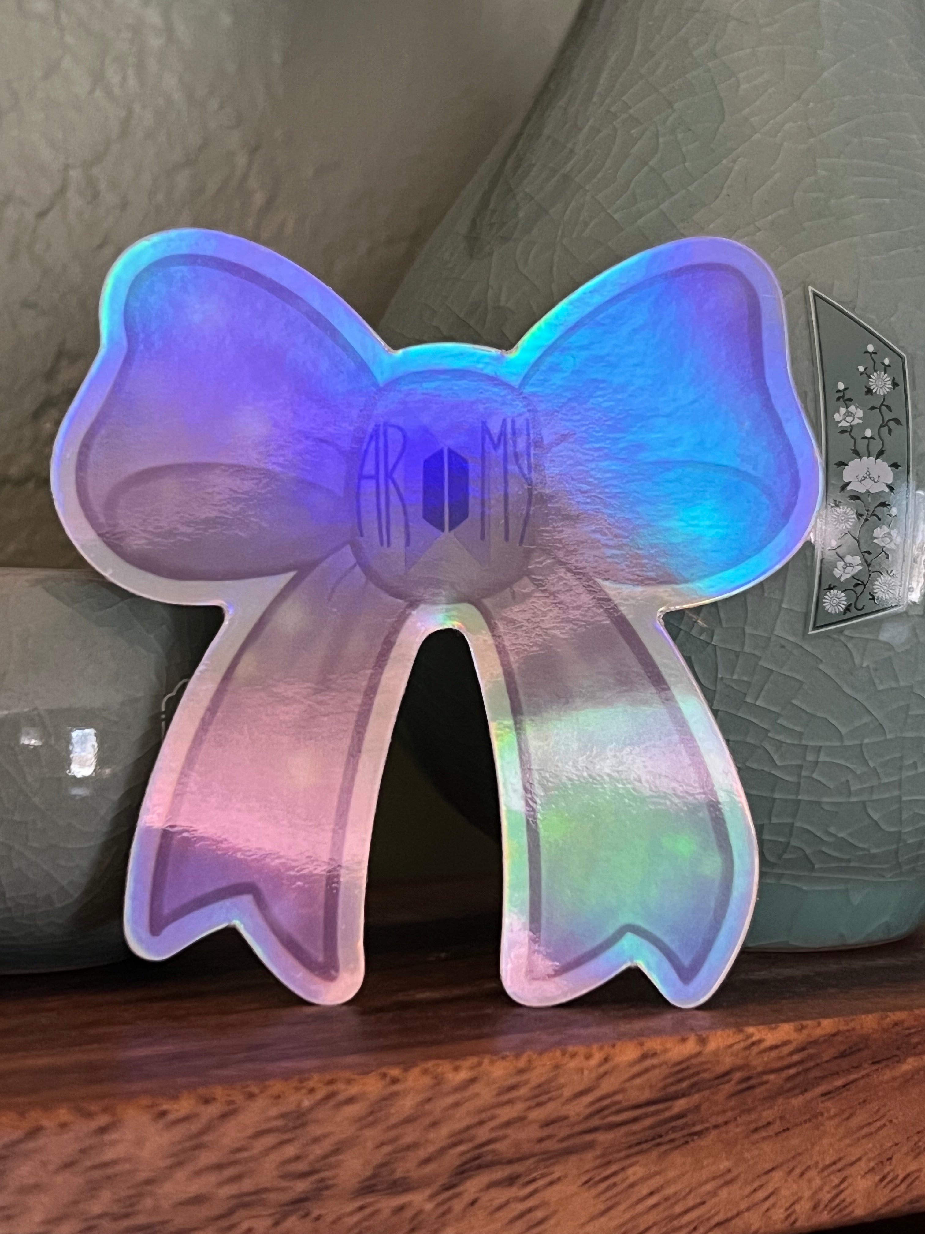 Holographic Purple Ribbon Project Bow Stickers
