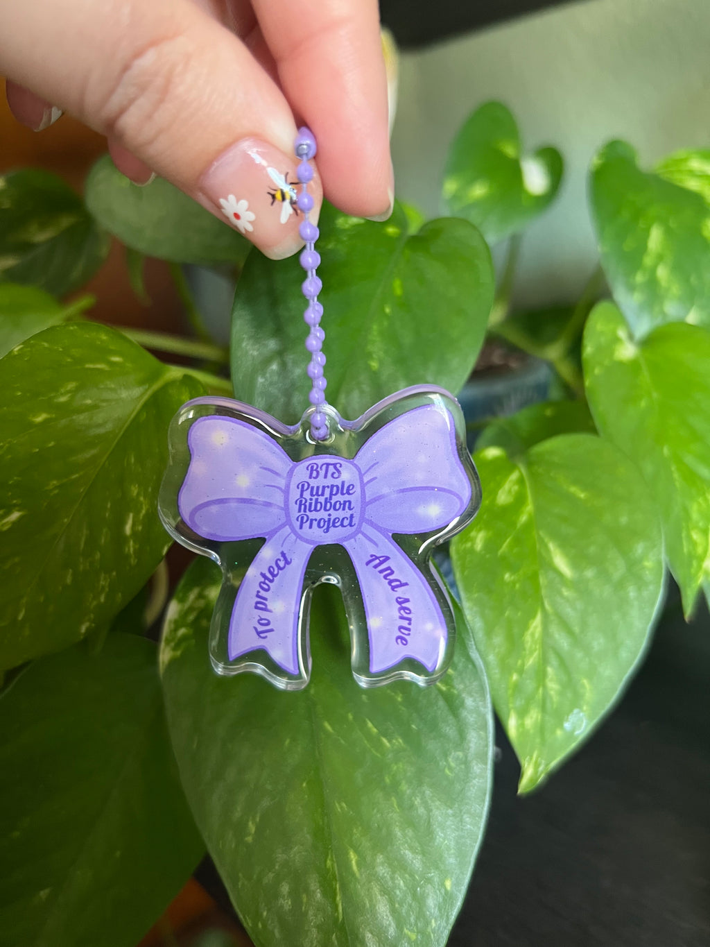 Purple Ribbon Project Keychain