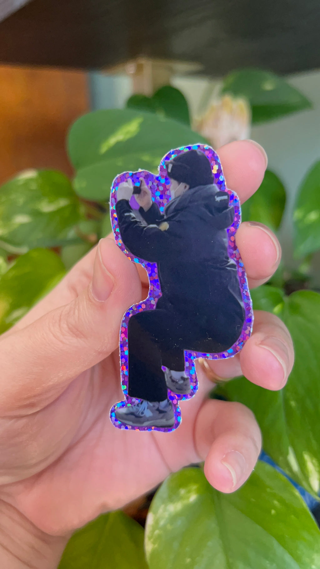 Crouching Rapper Sparkle Sticker