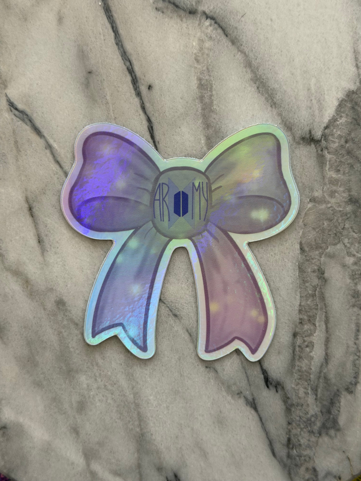 Holographic Purple Ribbon Project Bow Stickers