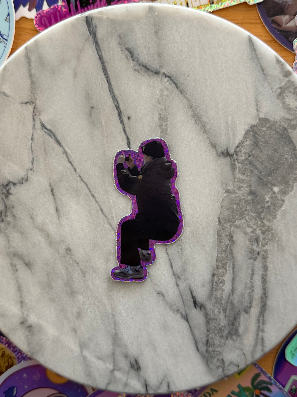 Crouching Rapper Sparkle Sticker