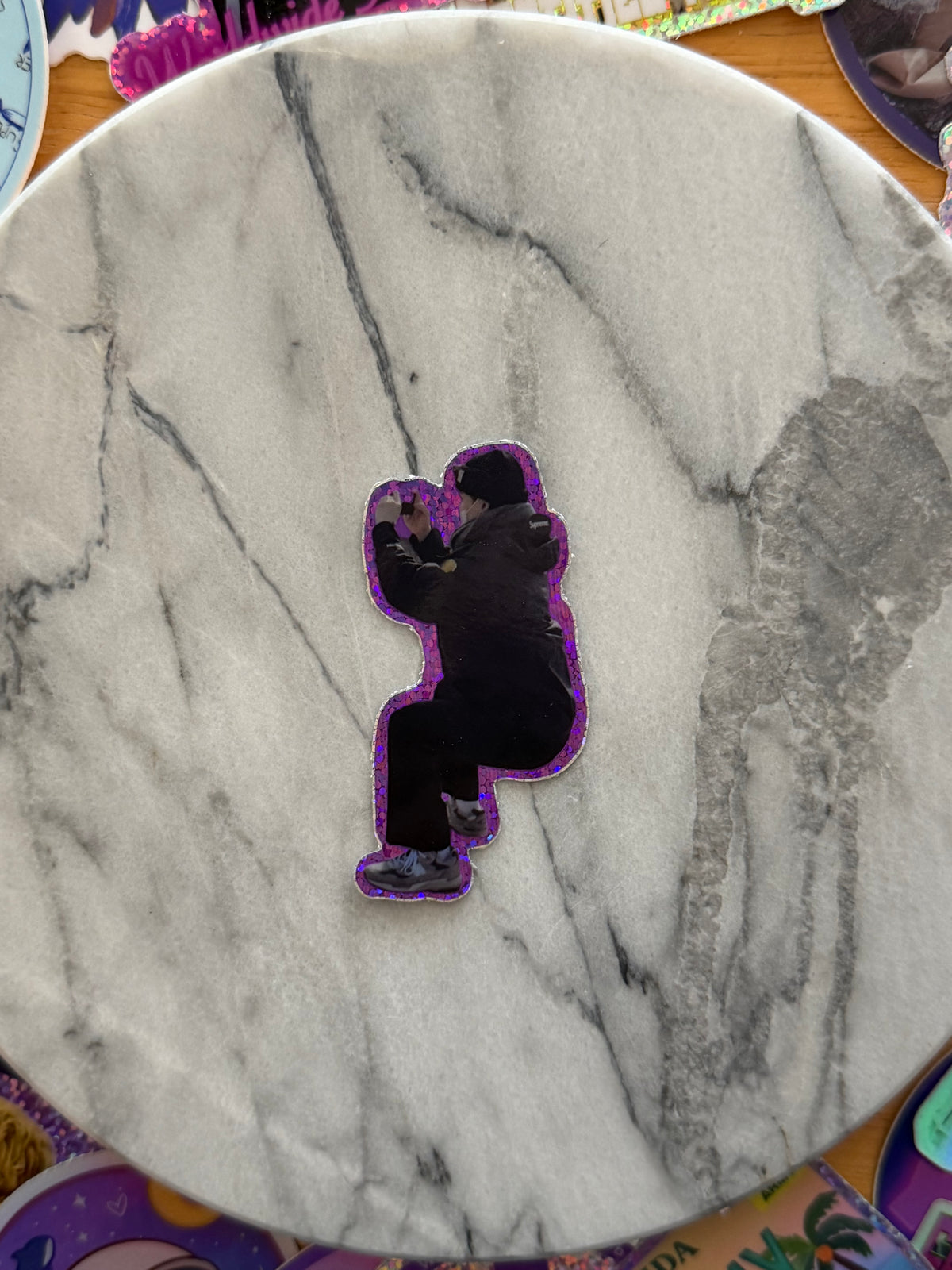 Crouching Rapper Sparkle Sticker