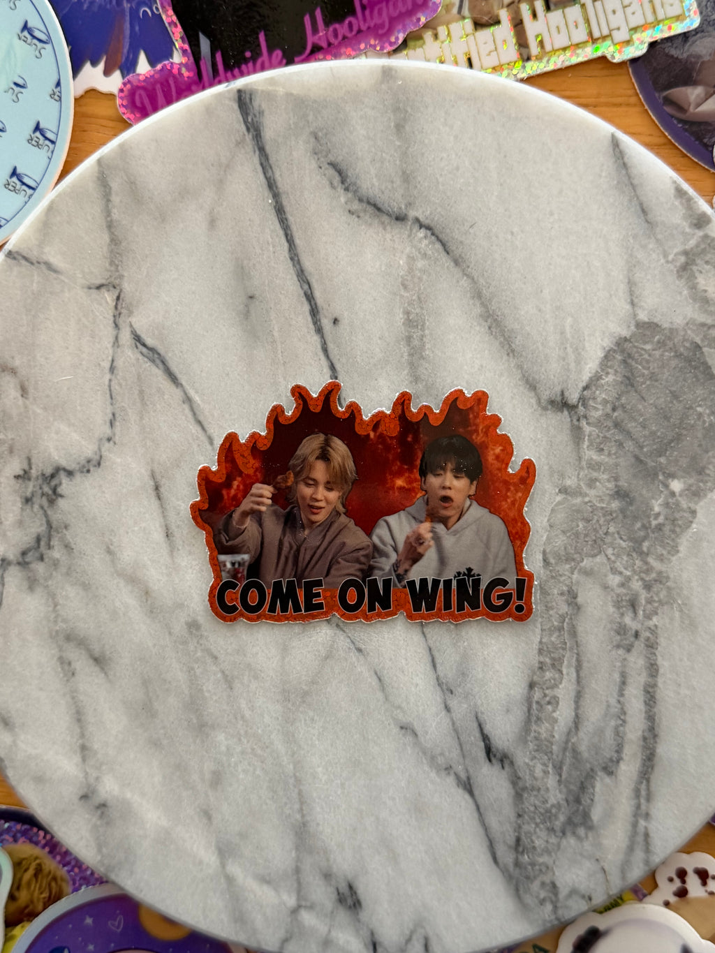 Come On Wing! Spicy Glitter Sticker
