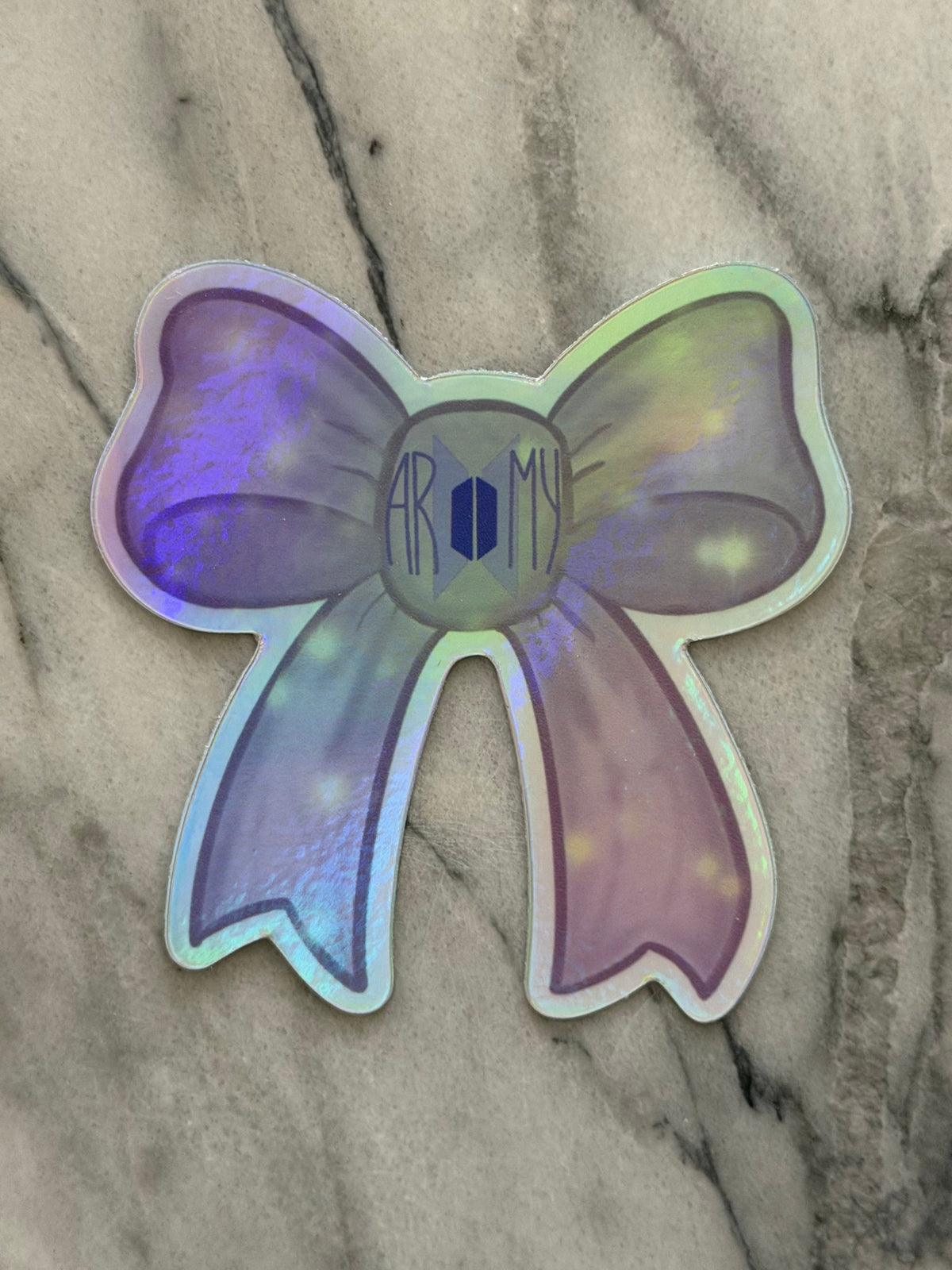 Holographic Purple Ribbon Project Bow Stickers