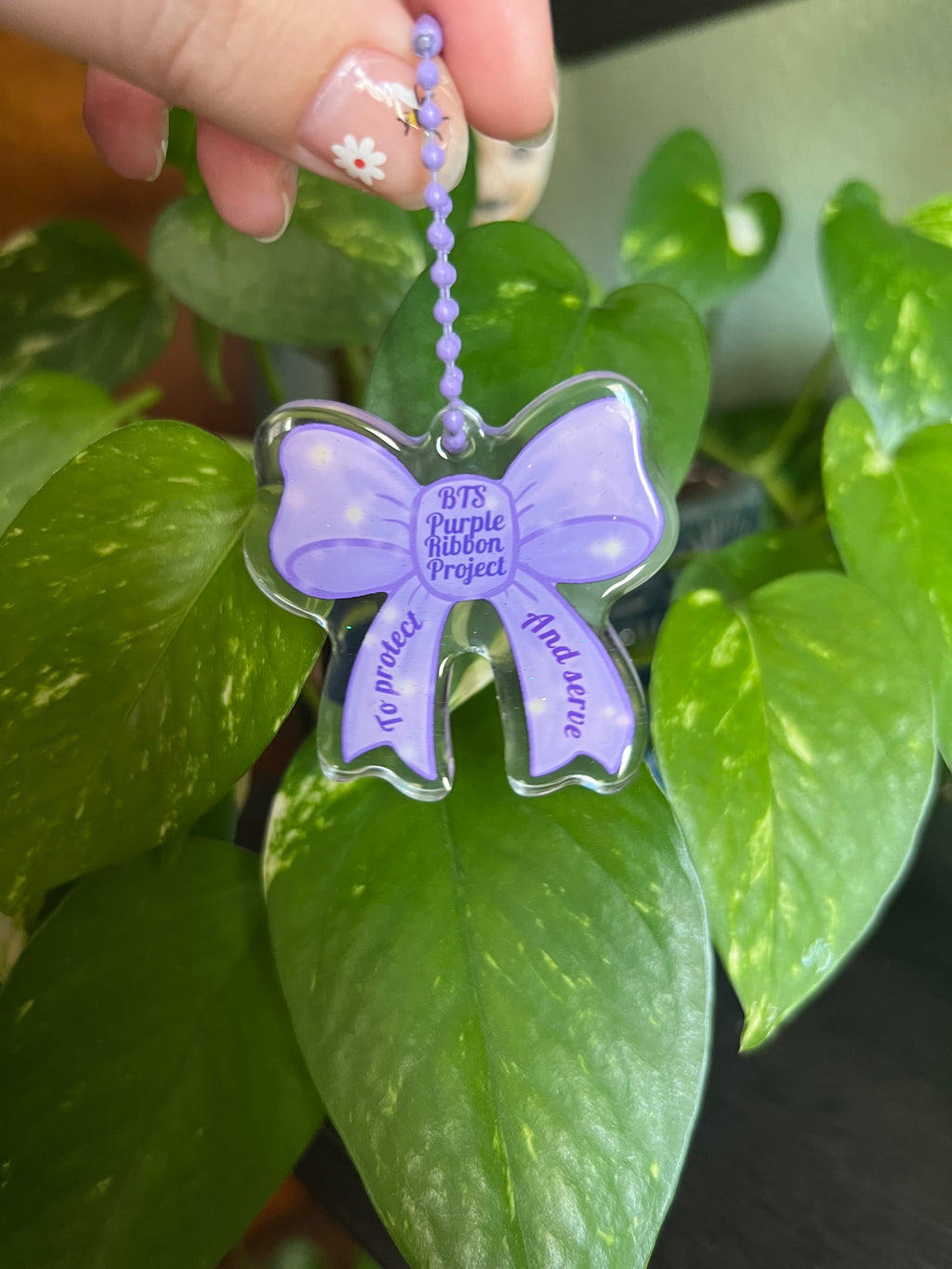 Purple Ribbon Project Keychain