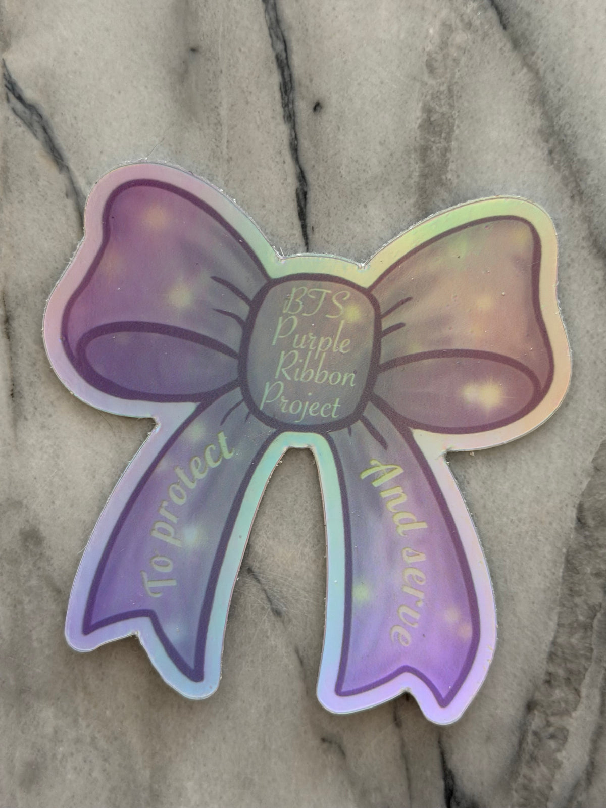 Holographic Purple Ribbon Project Bow Stickers