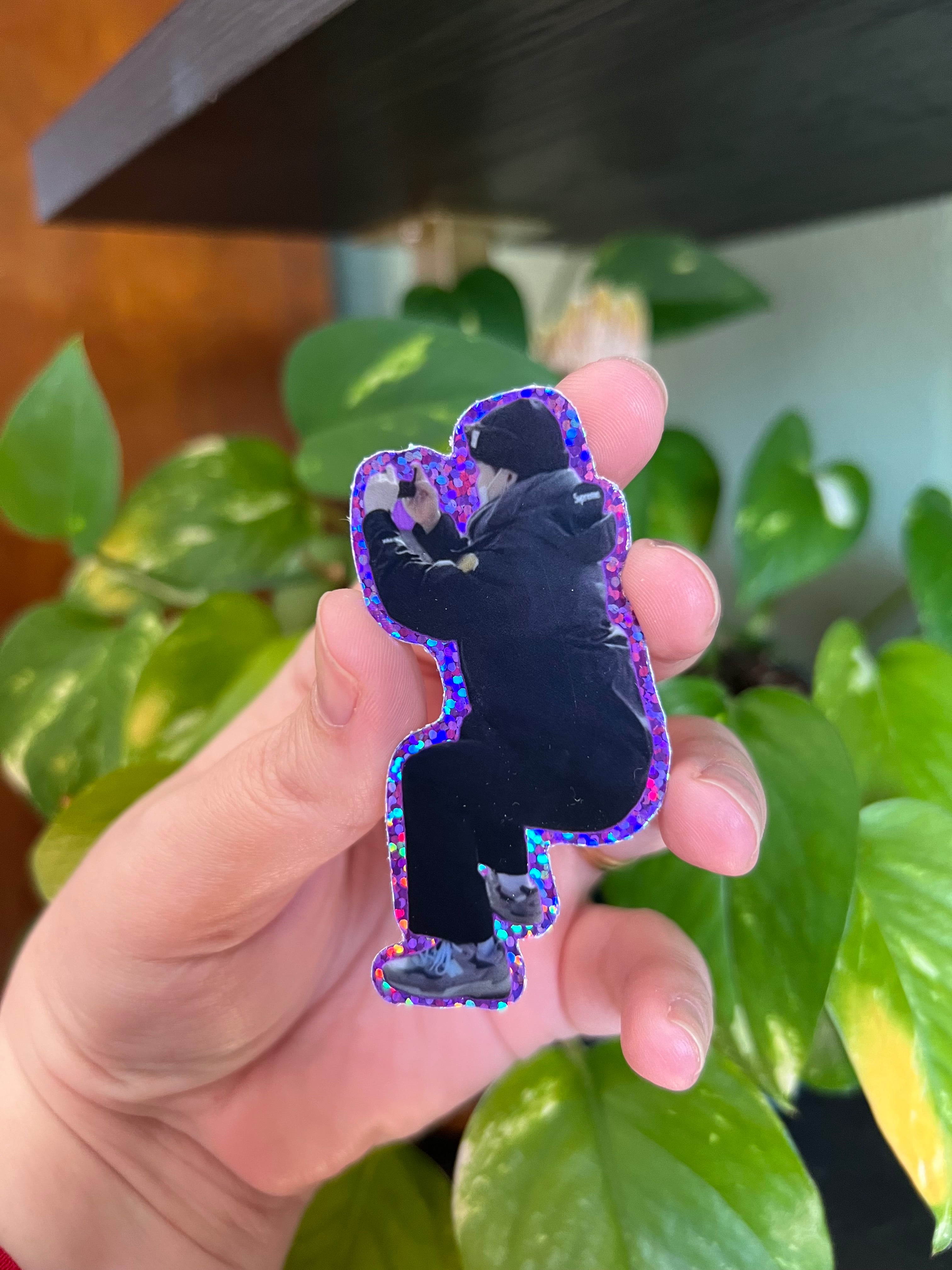 Crouching Rapper Sparkle Sticker