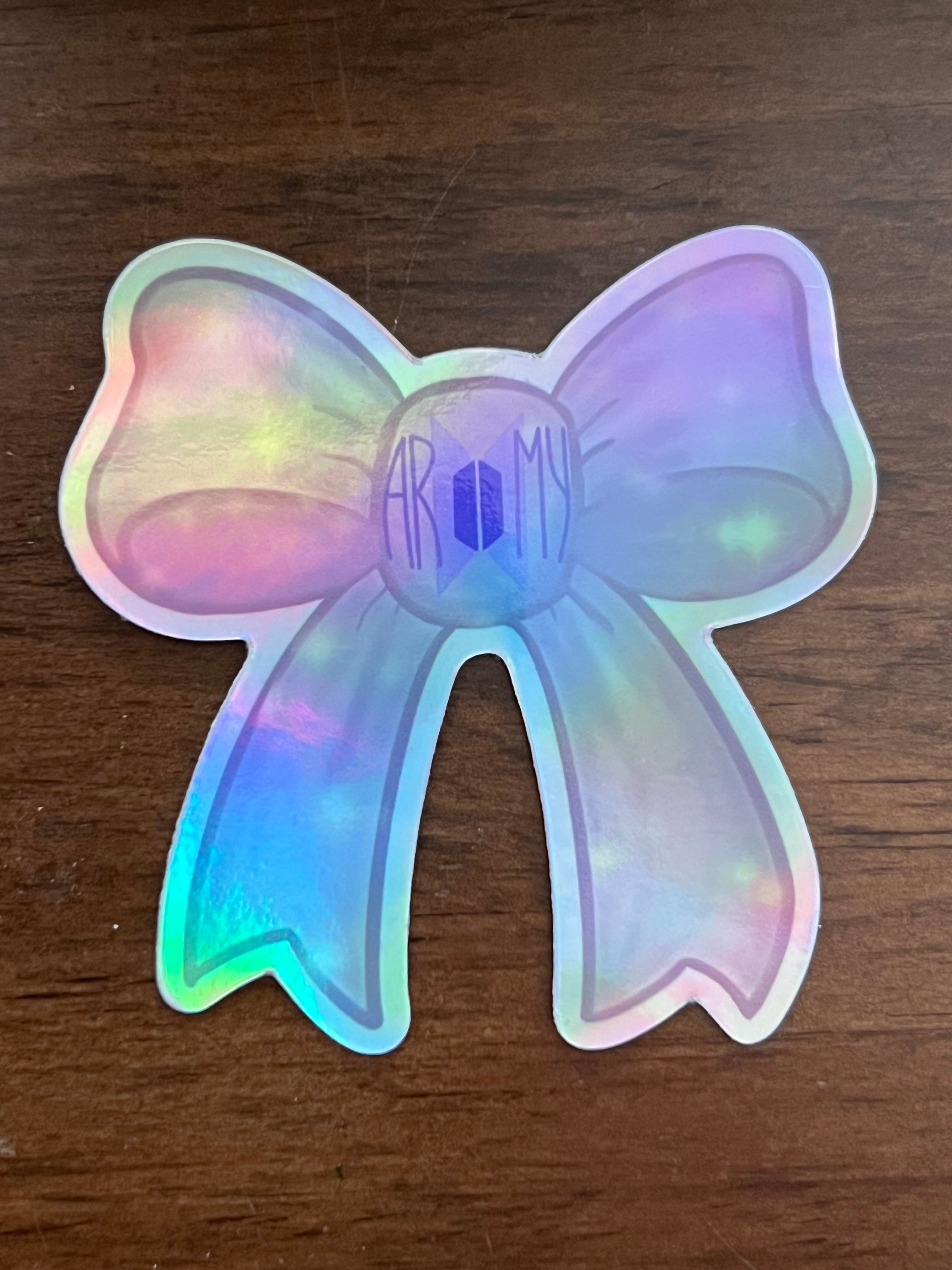 Holographic Purple Ribbon Project Bow Stickers