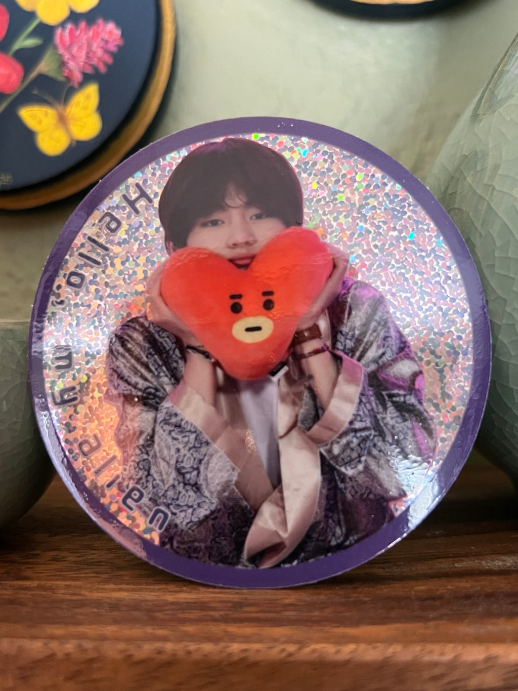 Hello, My Alien Glitter Sticker