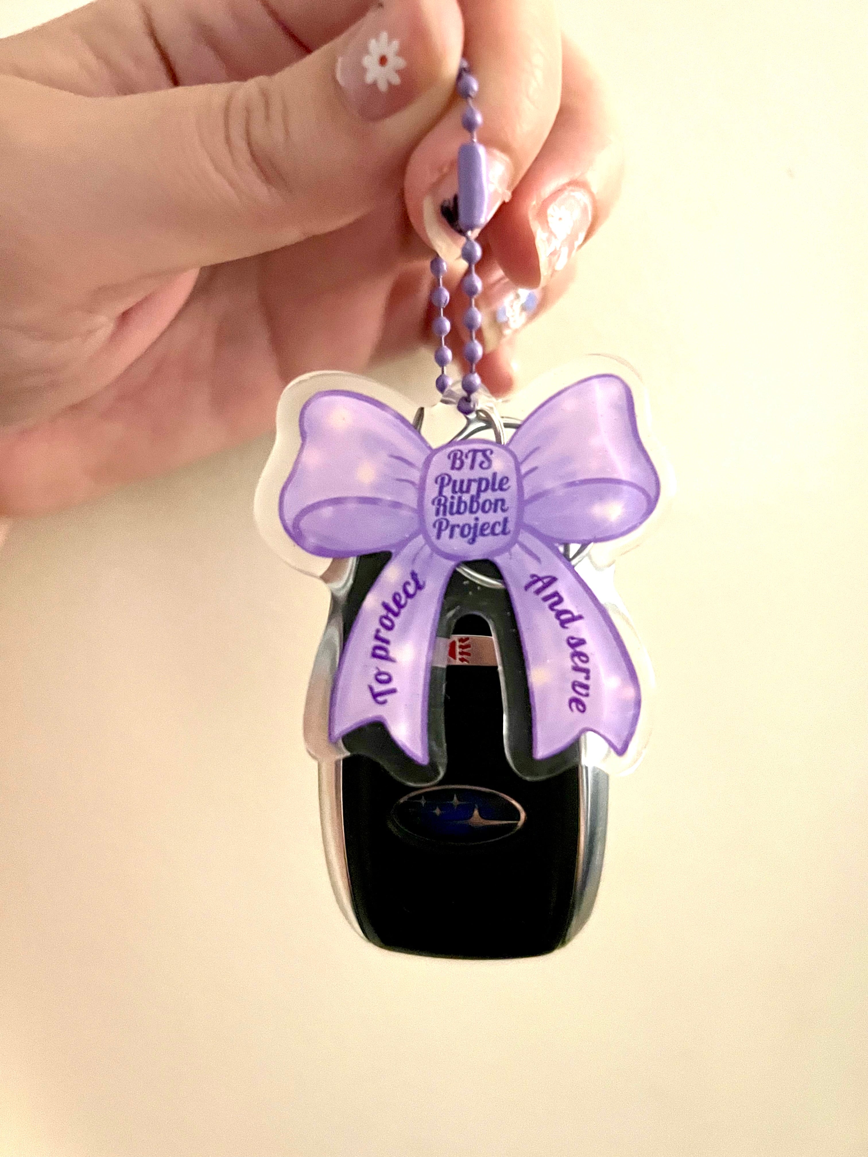 Purple Ribbon Project Keychain
