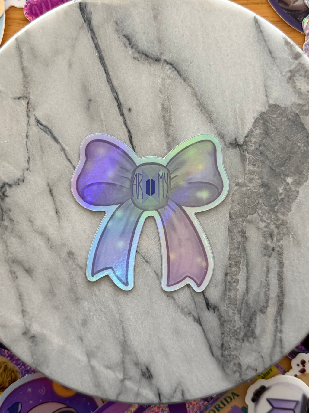 Holographic Purple Ribbon Project Bow Stickers