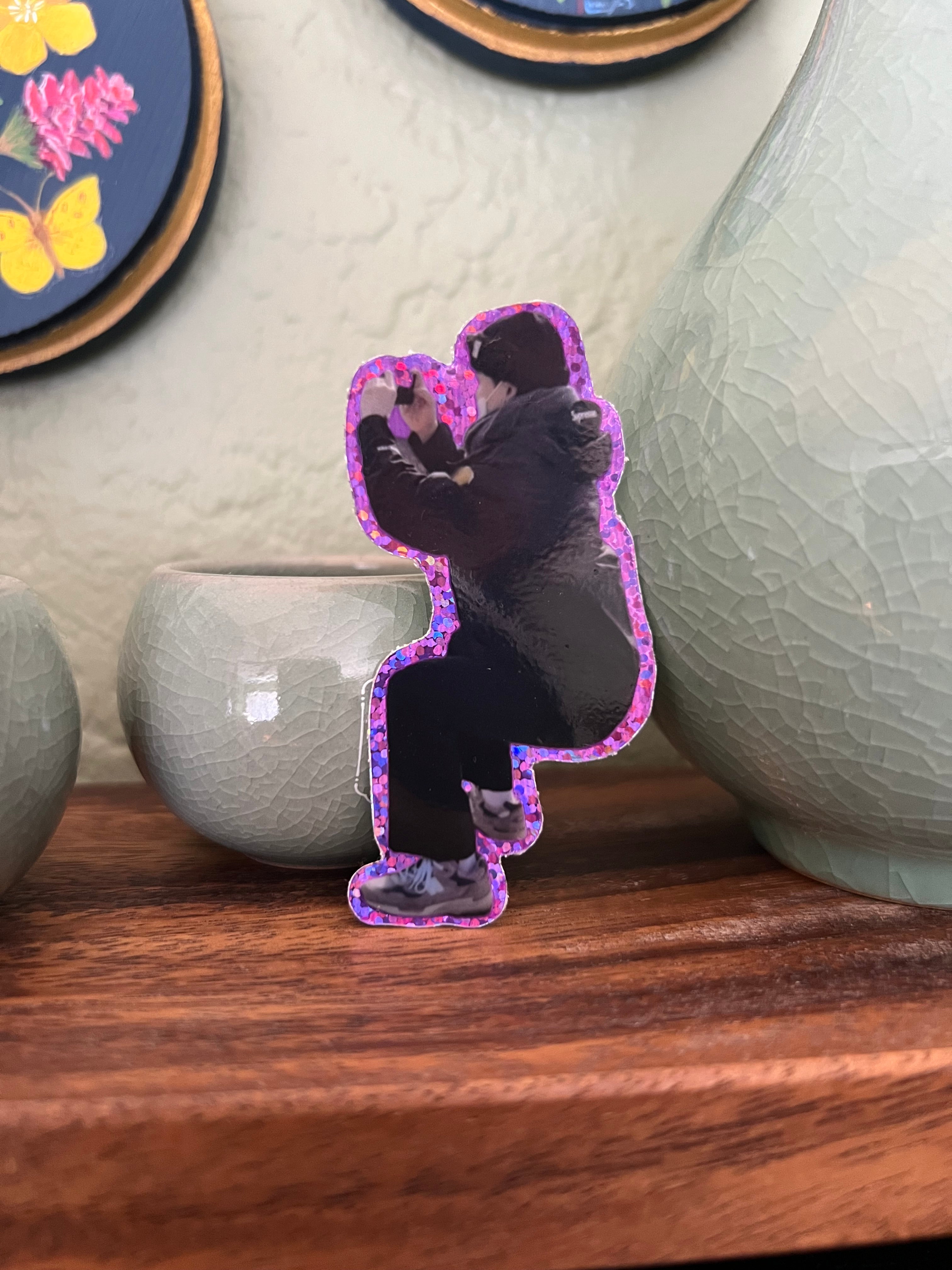 Crouching Rapper Sparkle Sticker
