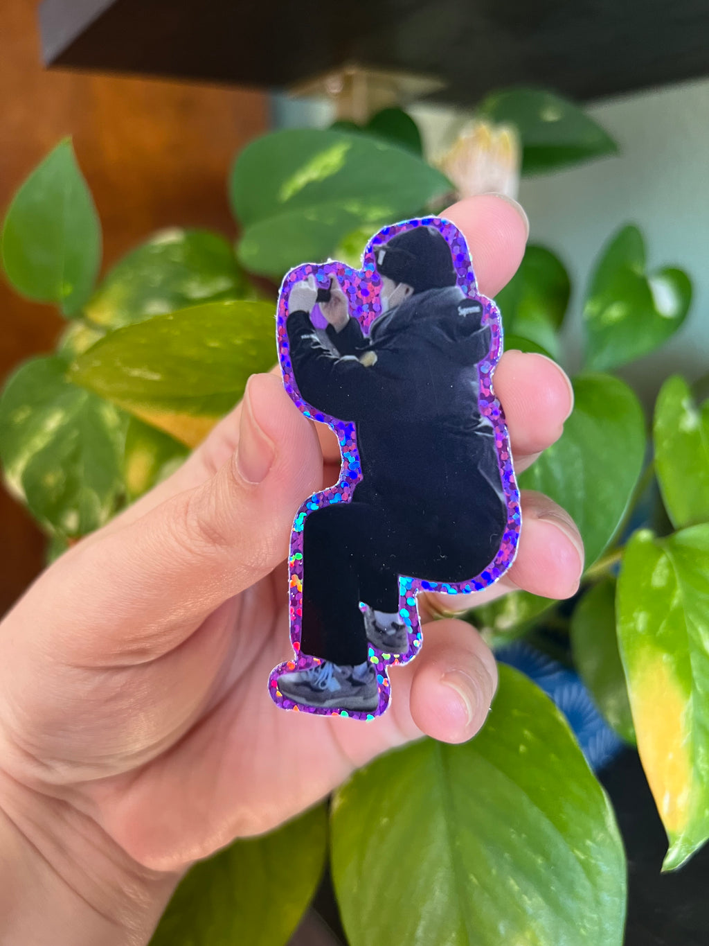 Crouching Rapper Sparkle Sticker