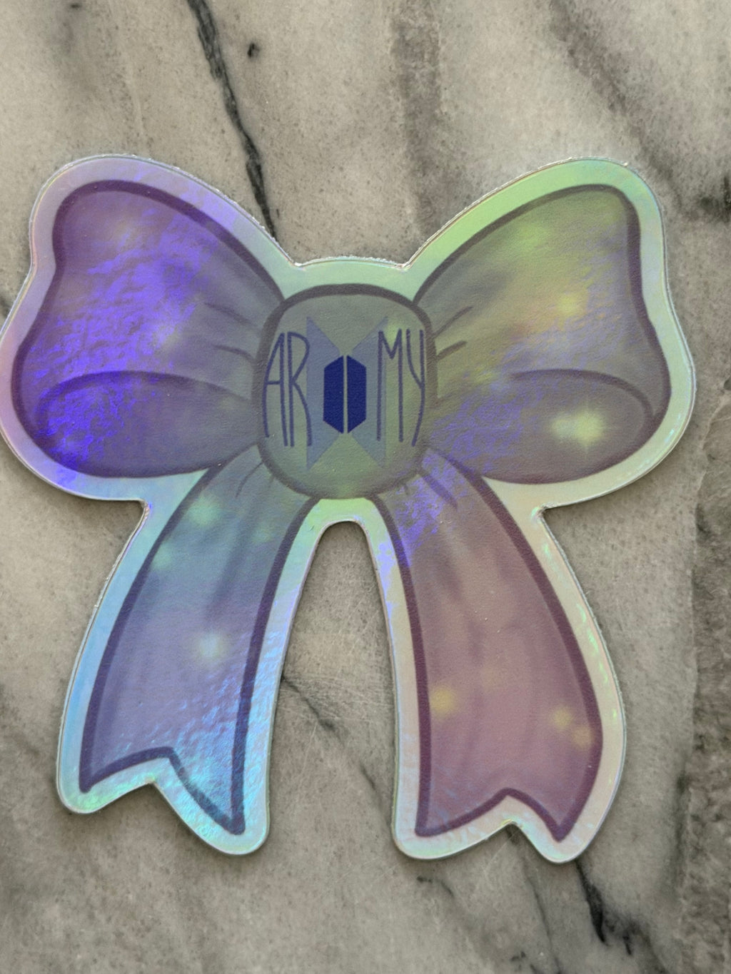 Holographic Purple Ribbon Project Bow Stickers