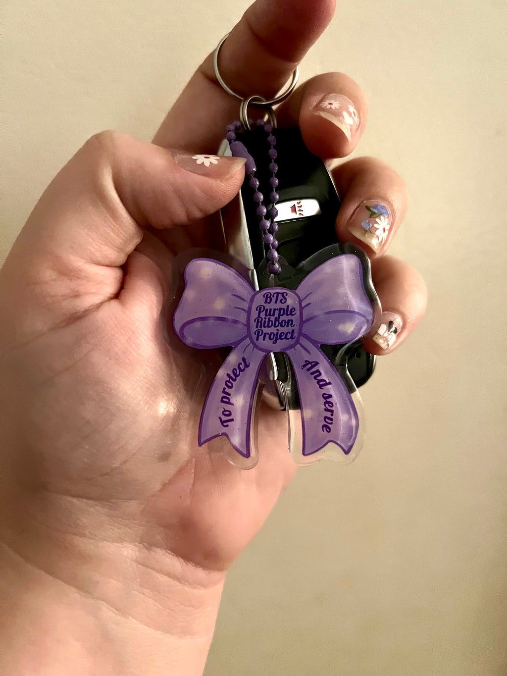 Purple Ribbon Project Keychain