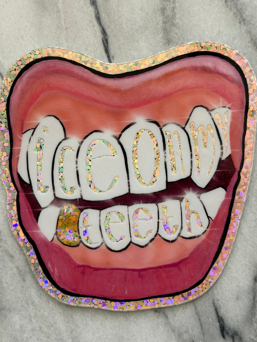 Ice On My Teeth Glitter Sticker