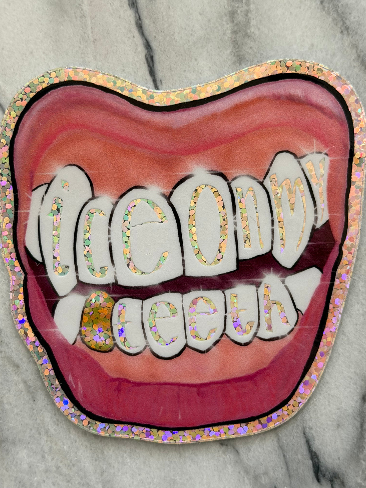 Ice On My Teeth Glitter Sticker