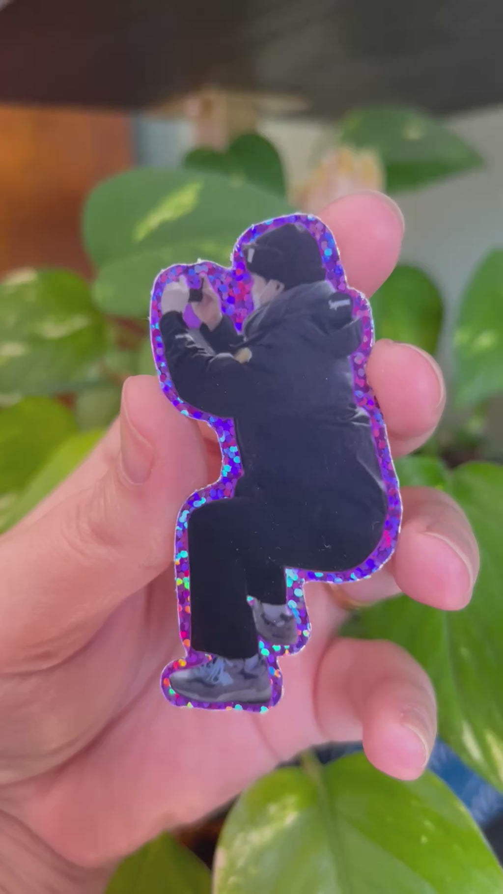 Crouching Rapper Sparkle Sticker